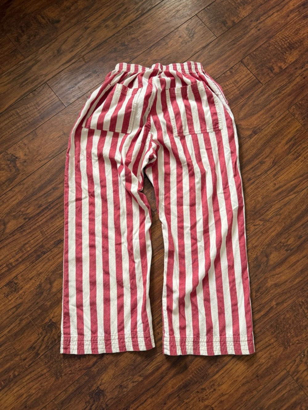 Big Bud Press Unisex Action Pants Red White Striped Bottoms 100% Cotton | Large - Picture 5 of 5